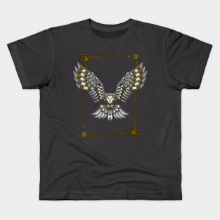 white owl and gold(no background) Kids T-Shirt